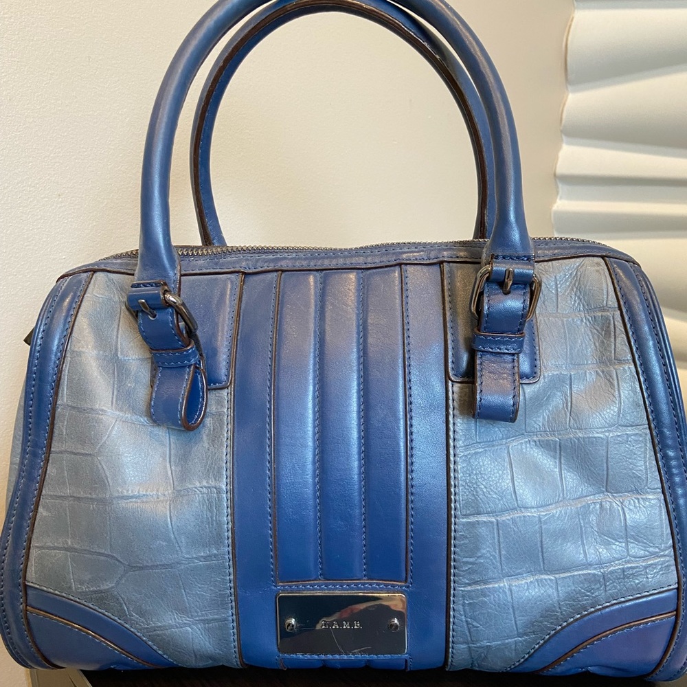 L.A.M.B. Satchel Leather Purse. Blue.